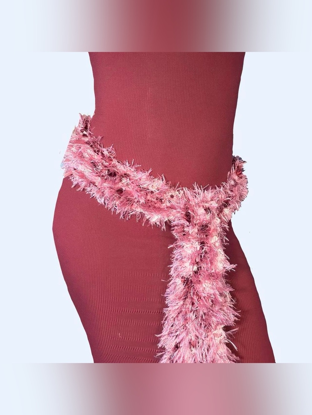 Y2K Pink Furry Scarf Belt!